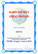 2013 70MHz Trophy Contest Leading Foundation Award